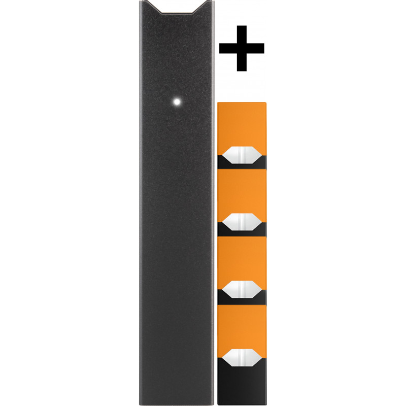 Фото и внешний вид — JUUL KIT Gray Promo (+ 4 картриджа Mango 0.7мл)